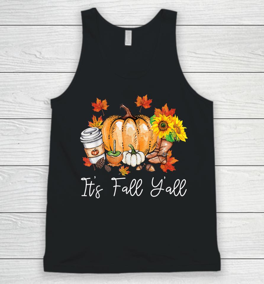 It's Fall Yall Pumpkin Leopard Halloween Autumn Thanksgiving Unisex Tank Top