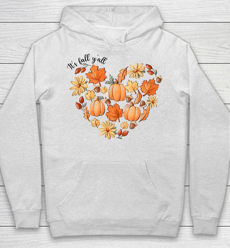 It's Fall Y'all Vintage Pumpkin Leaf Fall Autumn Heart Hoodie