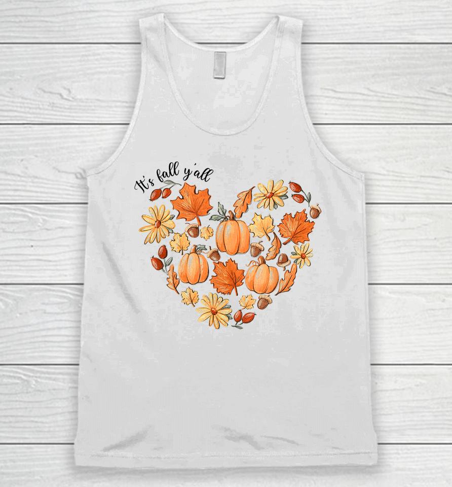 It's Fall Y'all Vintage Pumpkin Leaf Fall Autumn Heart Unisex Tank Top