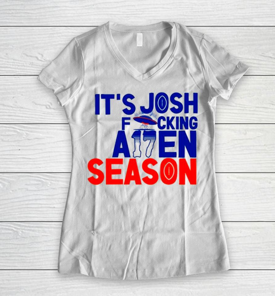 Its Josh Allen Season Alien Quarterback Women V-Neck T-Shirt