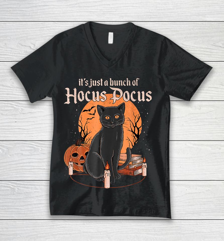 It's Just A Bunch Of Hocus Pocus Cat Unisex V-Neck T-Shirt