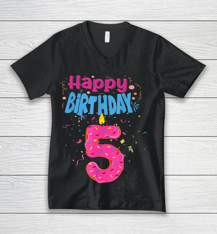 It's My 5Th Birthday Sweet Donut 5 Years Old Funny Gifts Unisex V-Neck T-Shirt