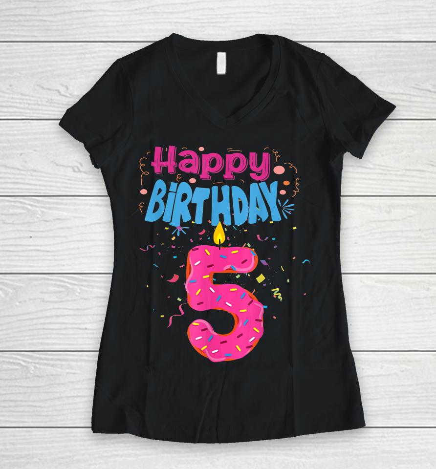 It's My 5Th Birthday Sweet Donut 5 Years Old Funny Gifts Women V-Neck T-Shirt