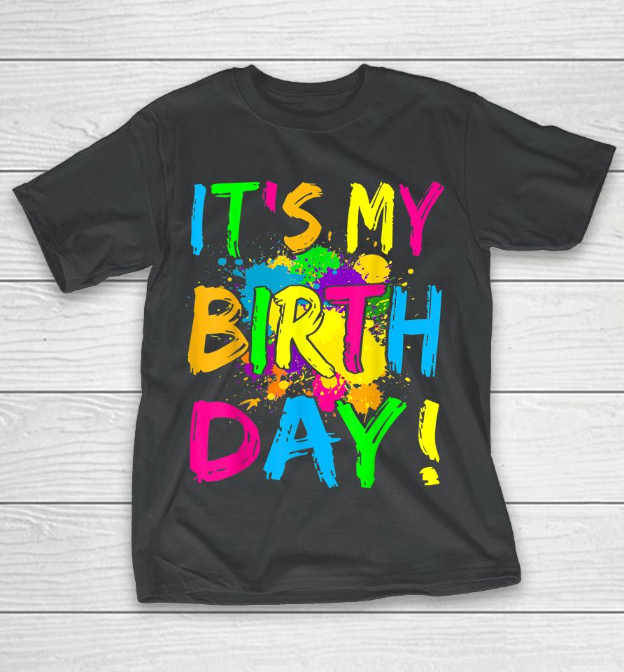 It's My Birthday Boy Girl Let's Glow Retro 80'S Party Outfit T-Shirt