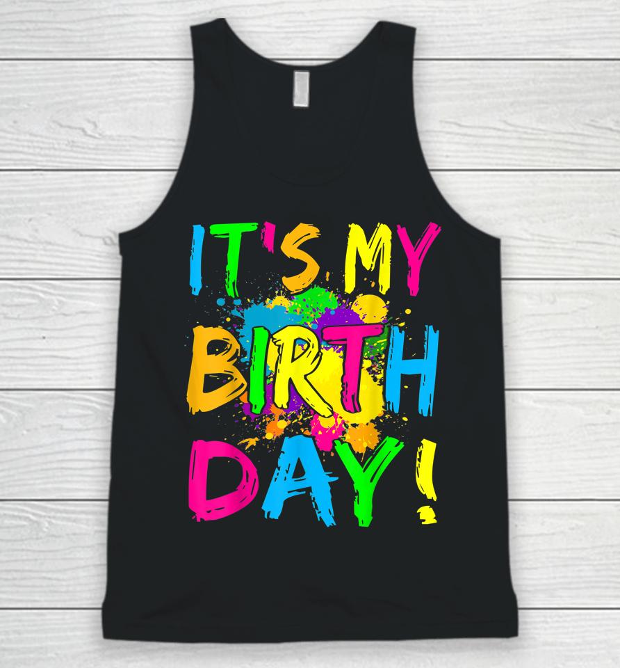 It's My Birthday Boy Girl Let's Glow Retro 80'S Party Outfit Unisex Tank Top