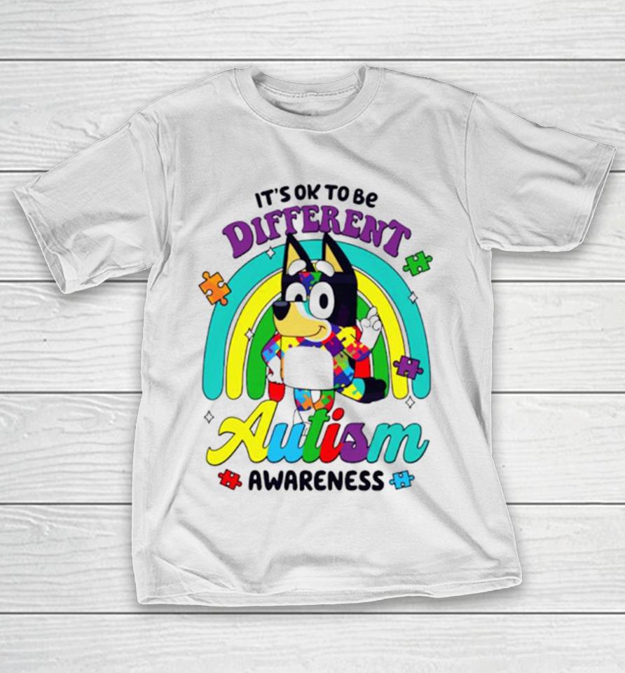 It’s Ok To Be Different Autism Awareness Bluey Support T-Shirt