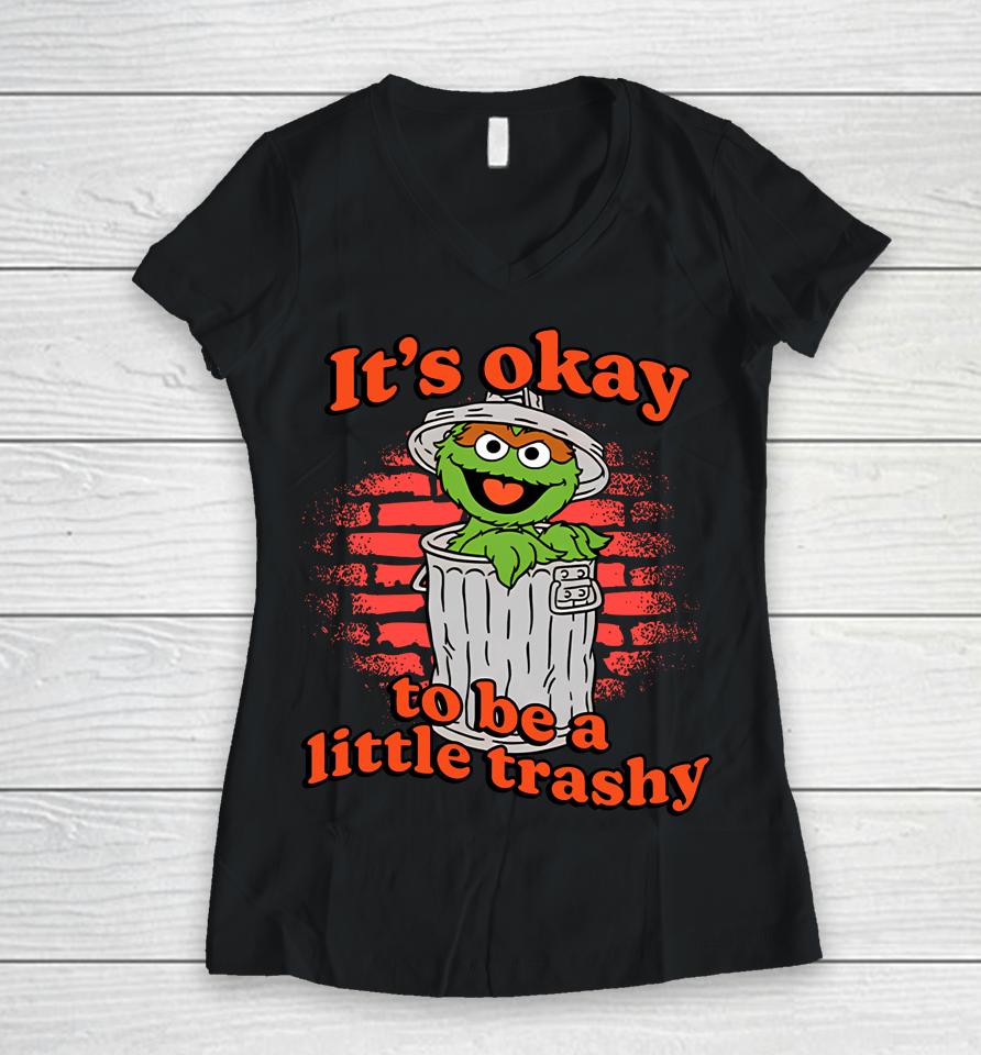 It's Okay To Be A Little Trashy Women V-Neck T-Shirt