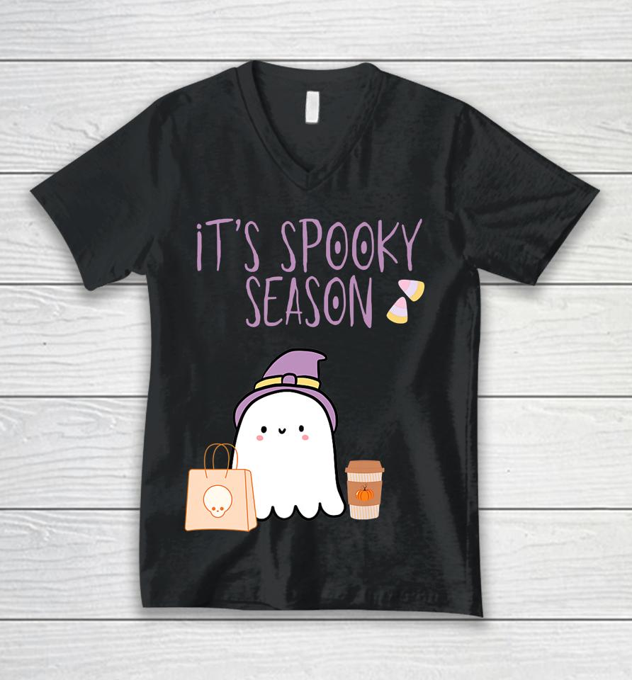 It's Spooky Season Cute Halloween Shopping Ghost Unisex V-Neck T-Shirt