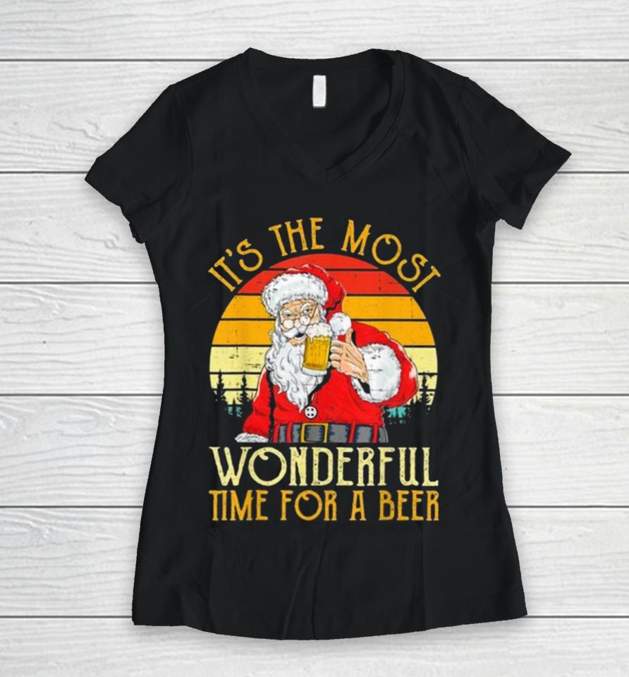 It’s The Most Wonderful Time For A Beer Christmas Vintage 2023 Women V-Neck T-Shirt