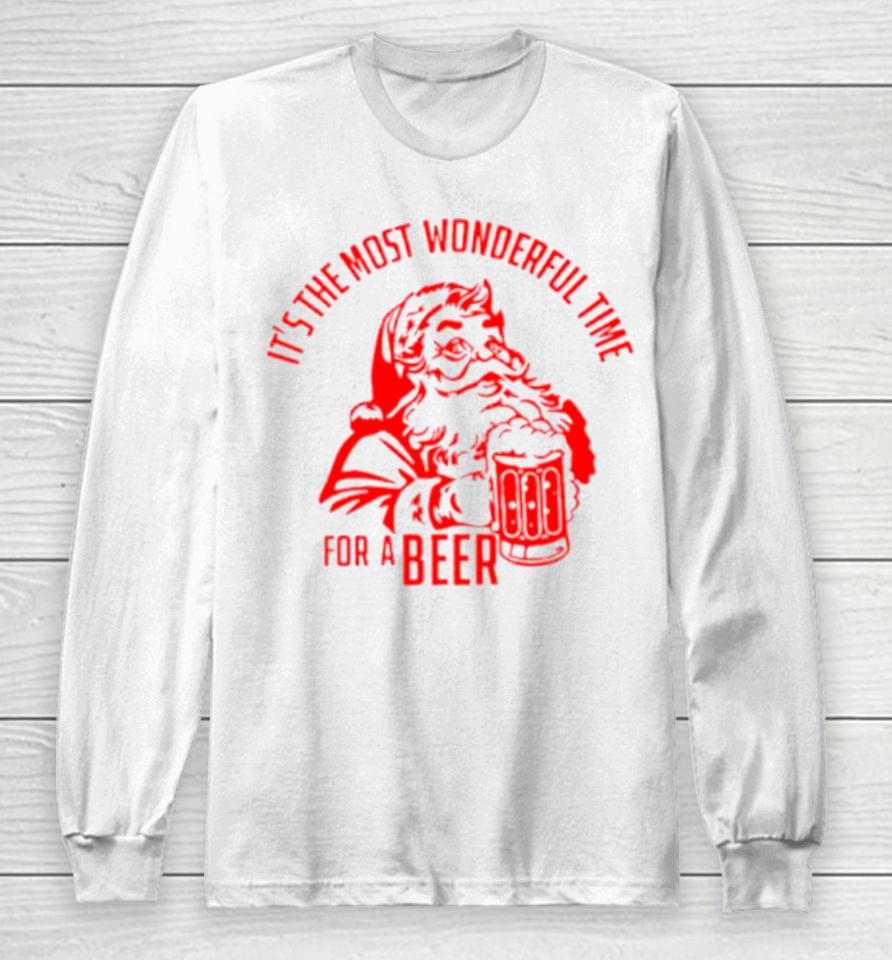 It’s The Most Wonderful Time For A Beer Santa Christmas Long Sleeve T-Shirt