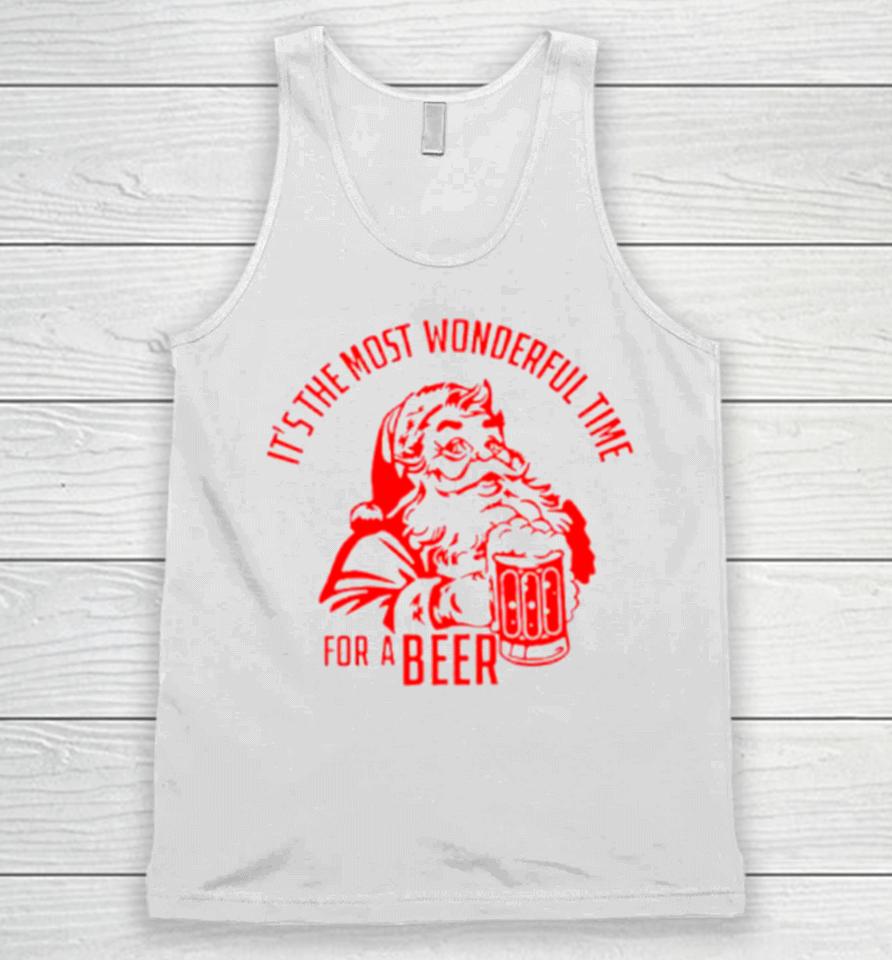 It’s The Most Wonderful Time For A Beer Santa Christmas Unisex Tank Top