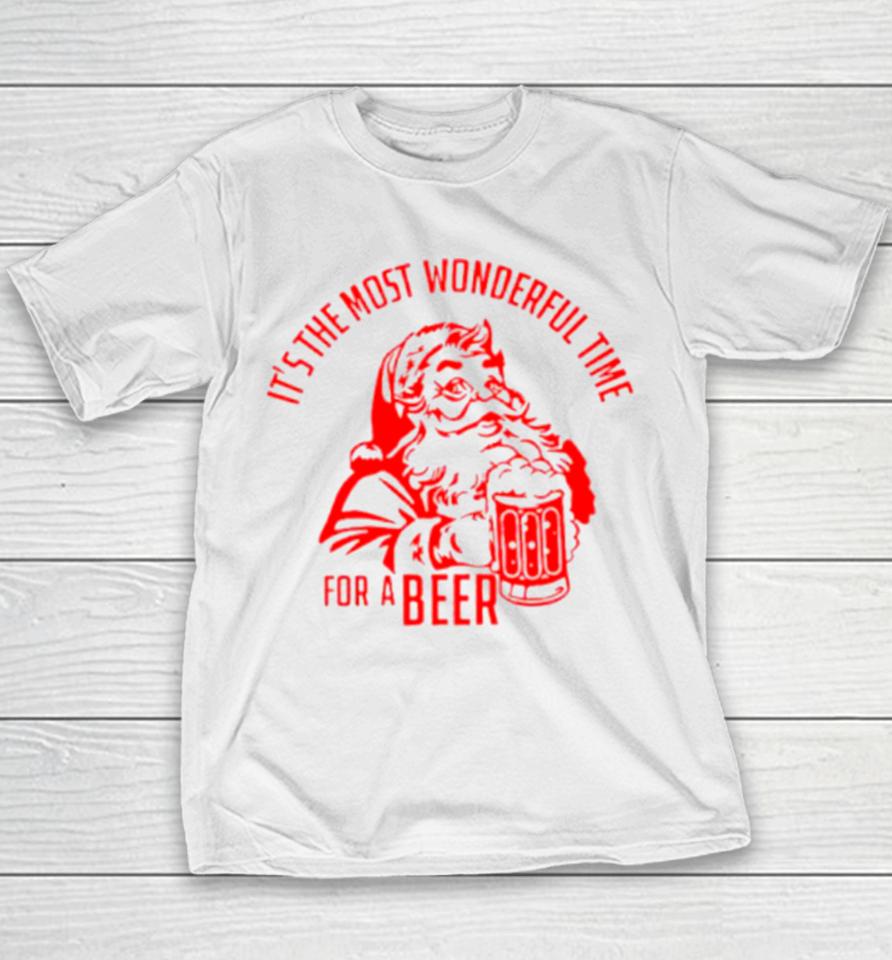 It’s The Most Wonderful Time For A Beer Santa Christmas Youth T-Shirt