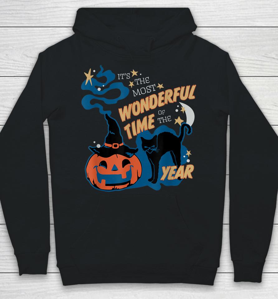 It's The Most Wonderful Time Of The Year Black Cat Halloween Hoodie