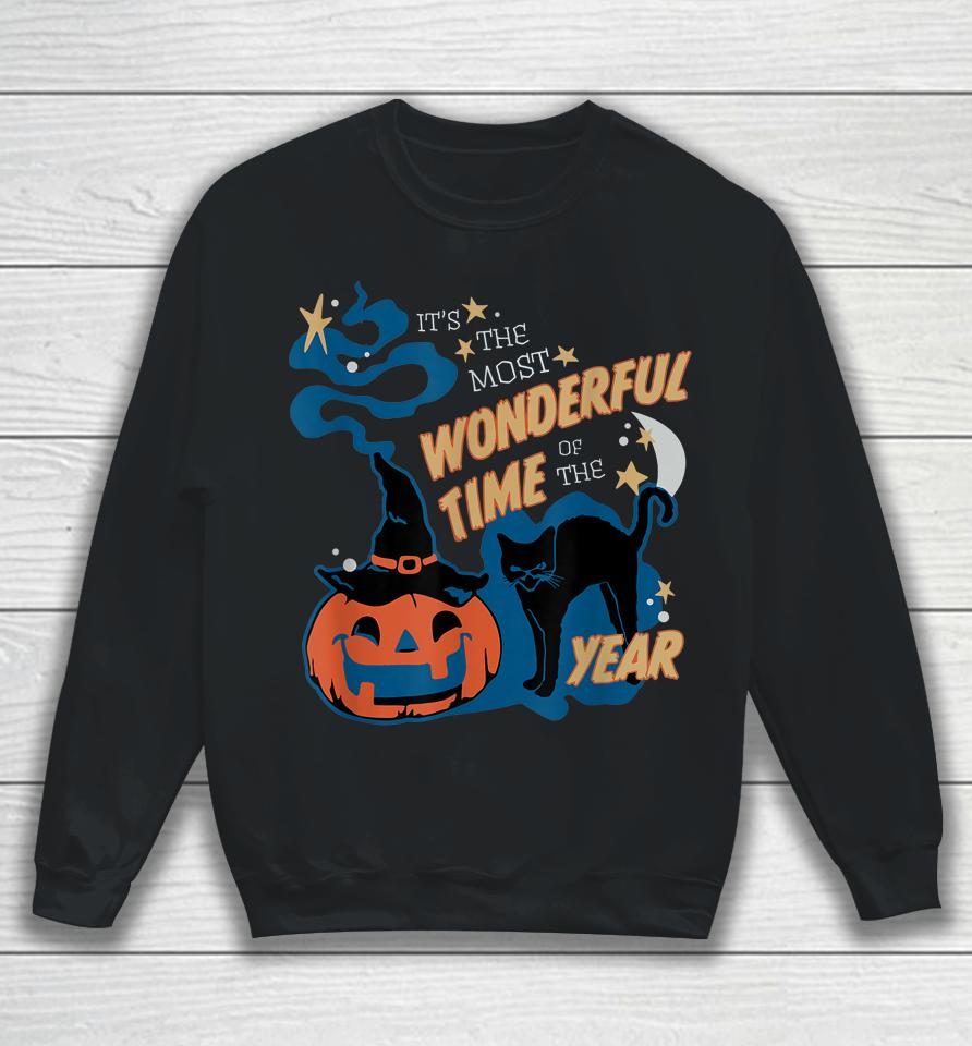 It's The Most Wonderful Time Of The Year Black Cat Halloween Sweatshirt