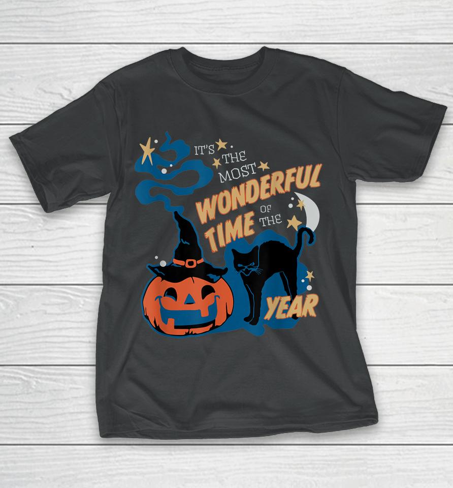 It's The Most Wonderful Time Of The Year Black Cat Halloween T-Shirt