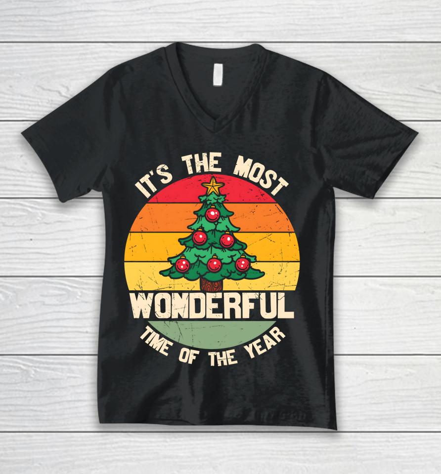 It's The Most Wonderful Time Of The Year Christmas Tree Xmas Unisex V-Neck T-Shirt