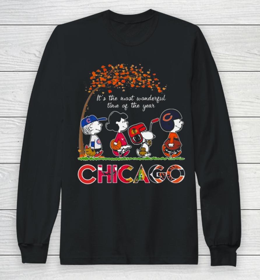 It’s The Most Wonderful Time Of The Years Chicago Bulls Bears Blackhawks Cubs 2023 Long Sleeve T-Shirt