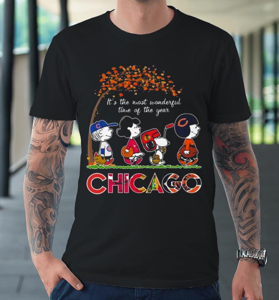 It’s The Most Wonderful Time Of The Years Chicago Bulls Bears Blackhawks Cubs 2023 Premium T-Shirt