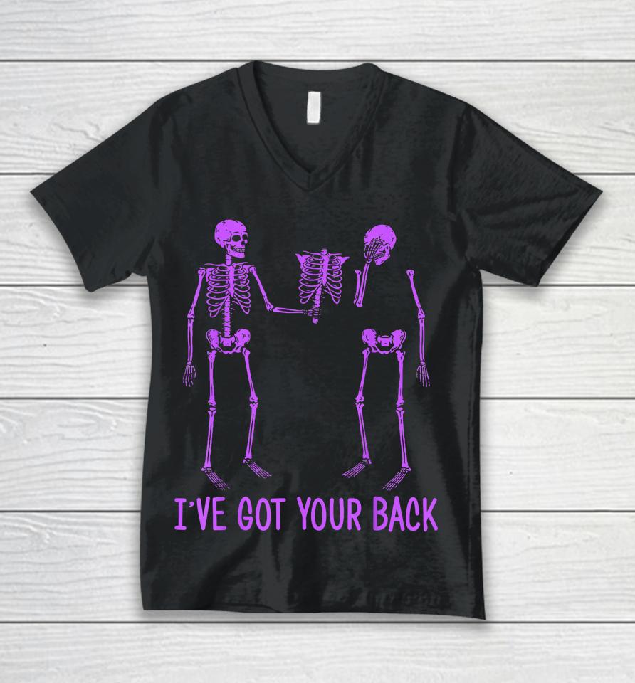 I've Got Your Back Skeleton Funny Halloween Unisex V-Neck T-Shirt