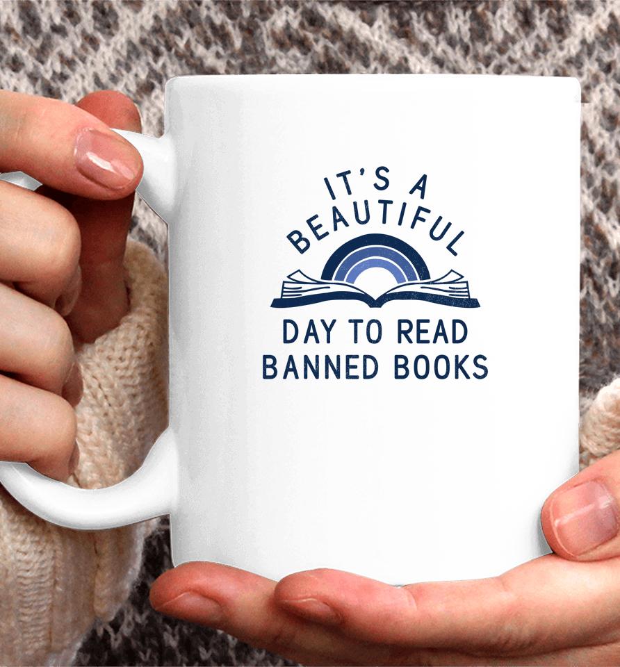 Jack Hopkins Wearing It's A Beautiful Day To Read Banned Books Coffee Mug