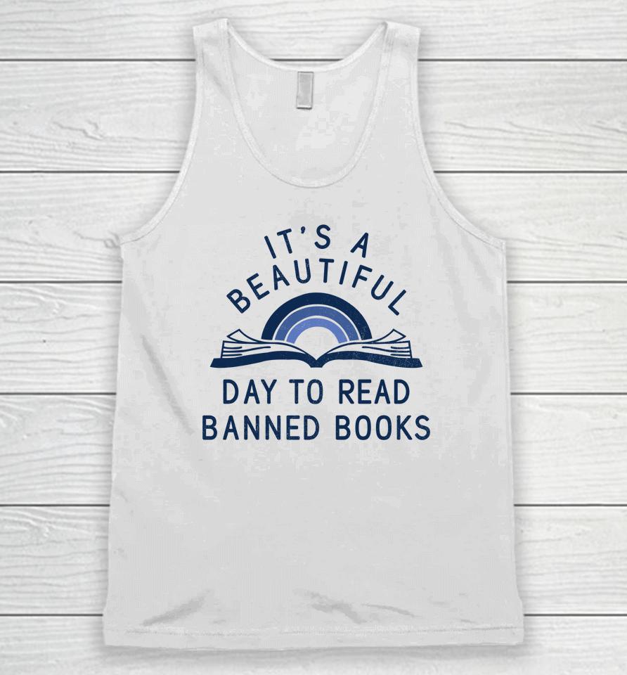 Jack Hopkins Wearing It's A Beautiful Day To Read Banned Books Unisex Tank Top