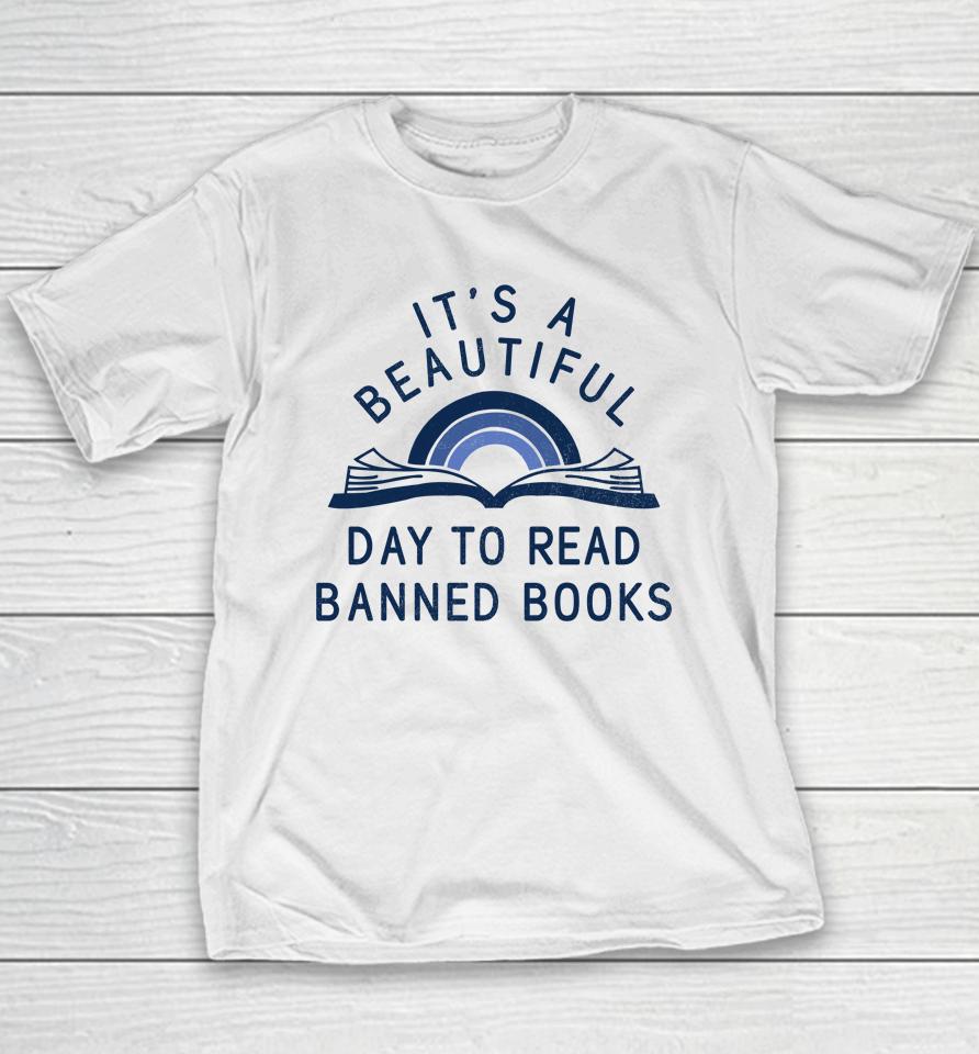 Jack Hopkins Wearing It's A Beautiful Day To Read Banned Books Youth T-Shirt