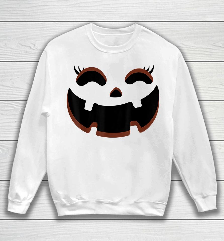 Jack O Lantern Face Pumpkin Eyelashes Hallowen Sweatshirt