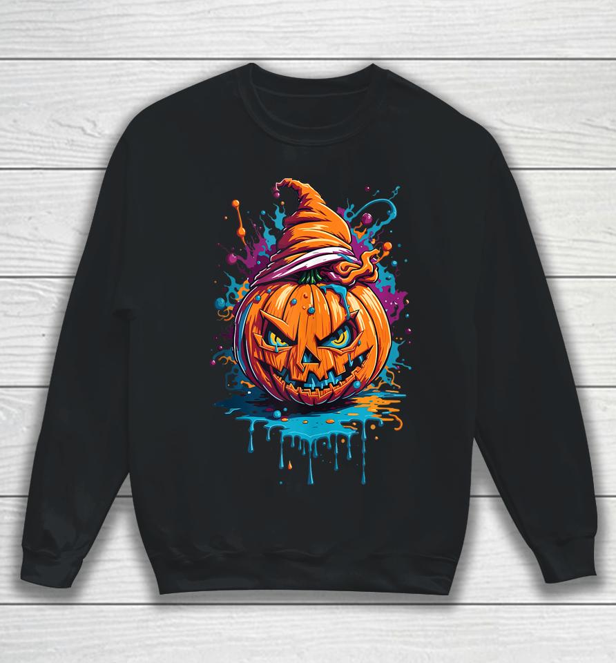 Jack O Lantern Face Pumpkin Scary Halloween Sweatshirt