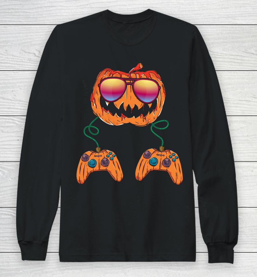 Jack O Lantern Gamer Halloween Long Sleeve T-Shirt