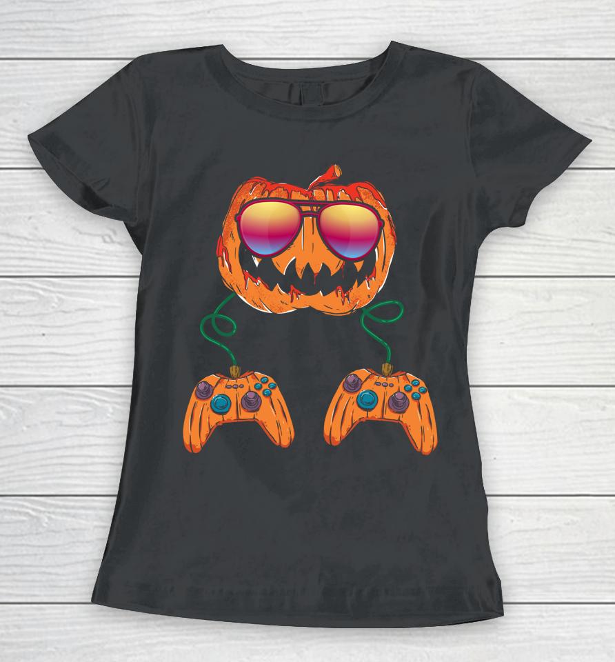 Jack O Lantern Gamer Halloween Women T-Shirt