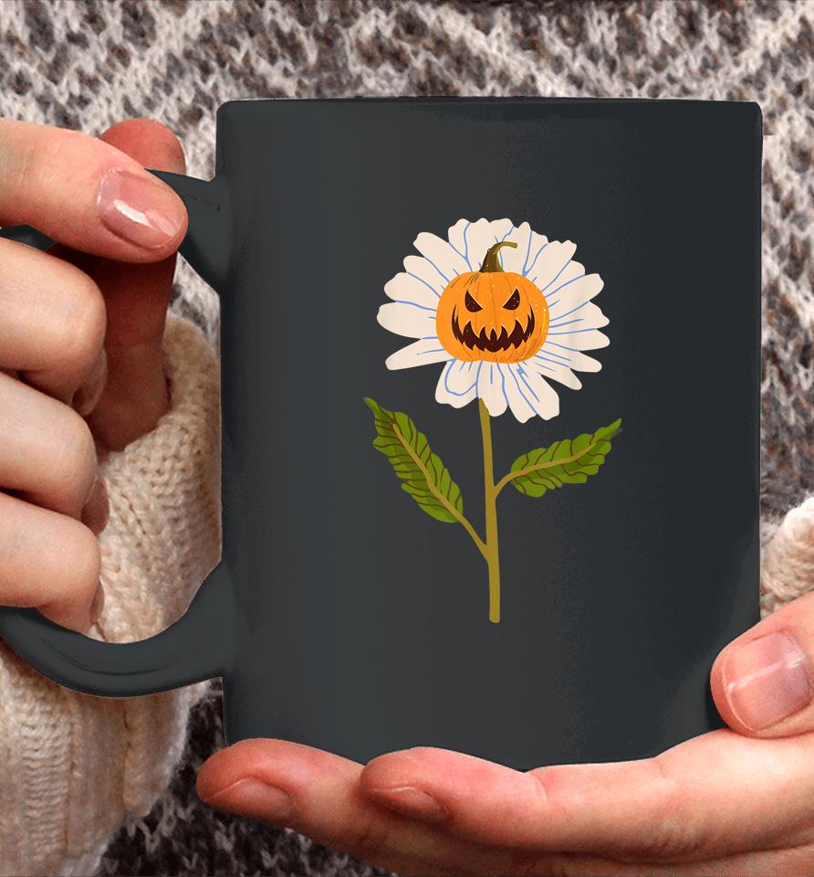 Jack O Lantern Halloween Pumpkin Daisy Flower Coffee Mug