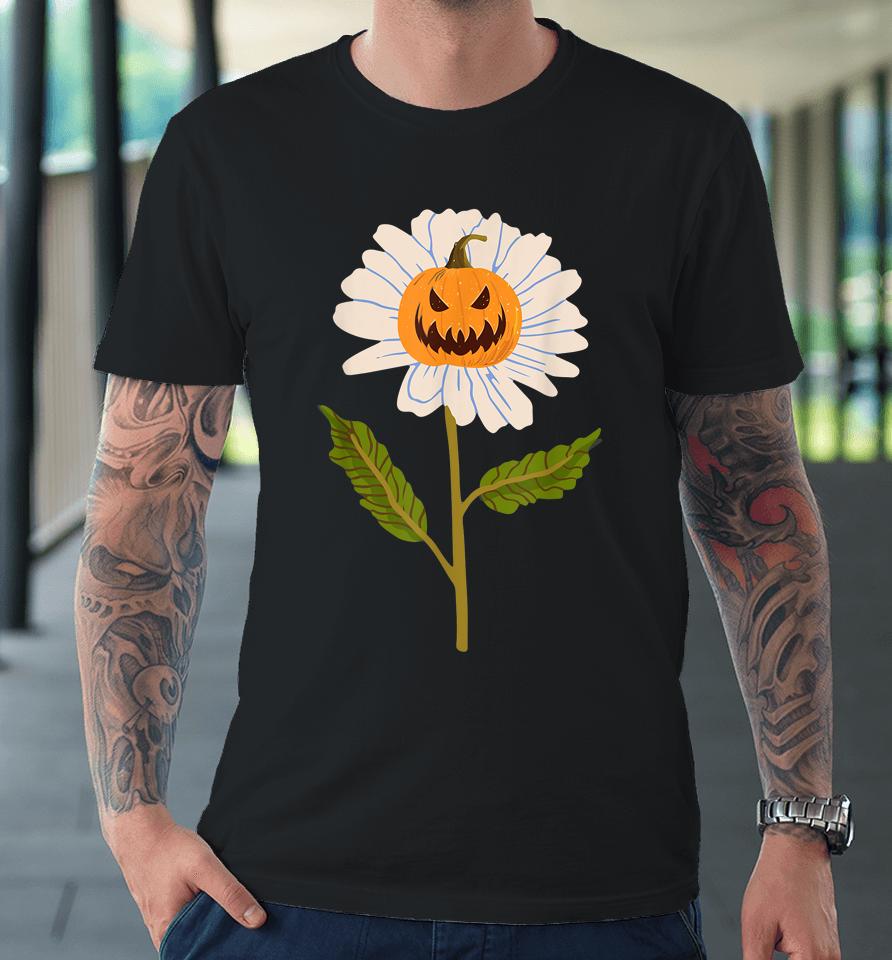Jack O Lantern Halloween Pumpkin Daisy Flower Premium T-Shirt