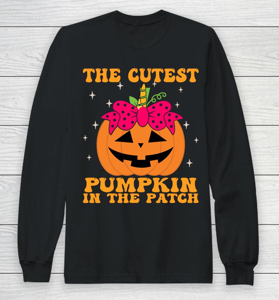 Jack O' Lantern Halloween Pumpkin Unicorn Long Sleeve T-Shirt