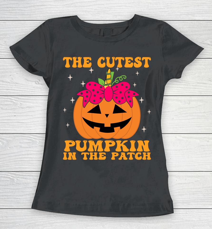 Jack O' Lantern Halloween Pumpkin Unicorn Women T-Shirt