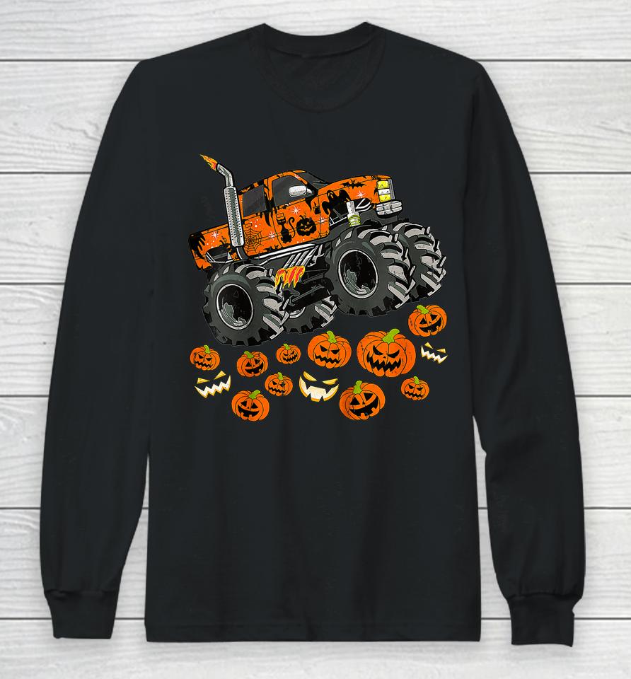 Jack O Lantern Pumpkin Monster Truck Halloween Long Sleeve T-Shirt