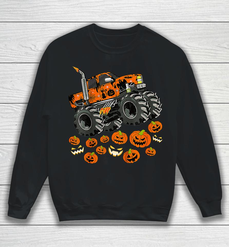 Jack O Lantern Pumpkin Monster Truck Halloween Sweatshirt