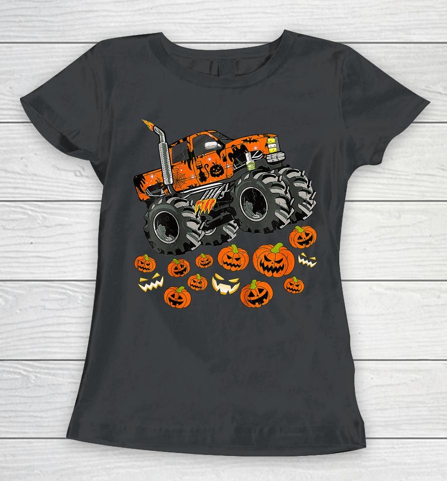 Jack O Lantern Pumpkin Monster Truck Halloween Women T-Shirt