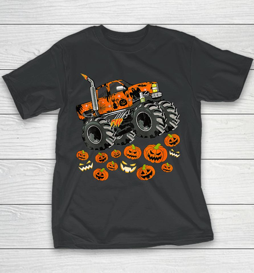 Jack O Lantern Pumpkin Monster Truck Halloween Youth T-Shirt