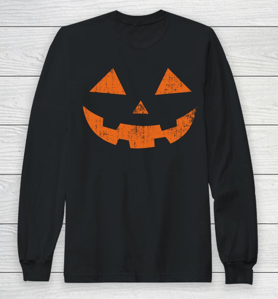 Jack O Lantern Scary Halloween Pumpkin Face Long Sleeve T-Shirt