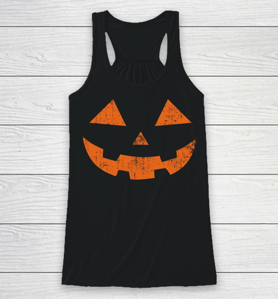 Jack O Lantern Scary Halloween Pumpkin Face Racerback Tank