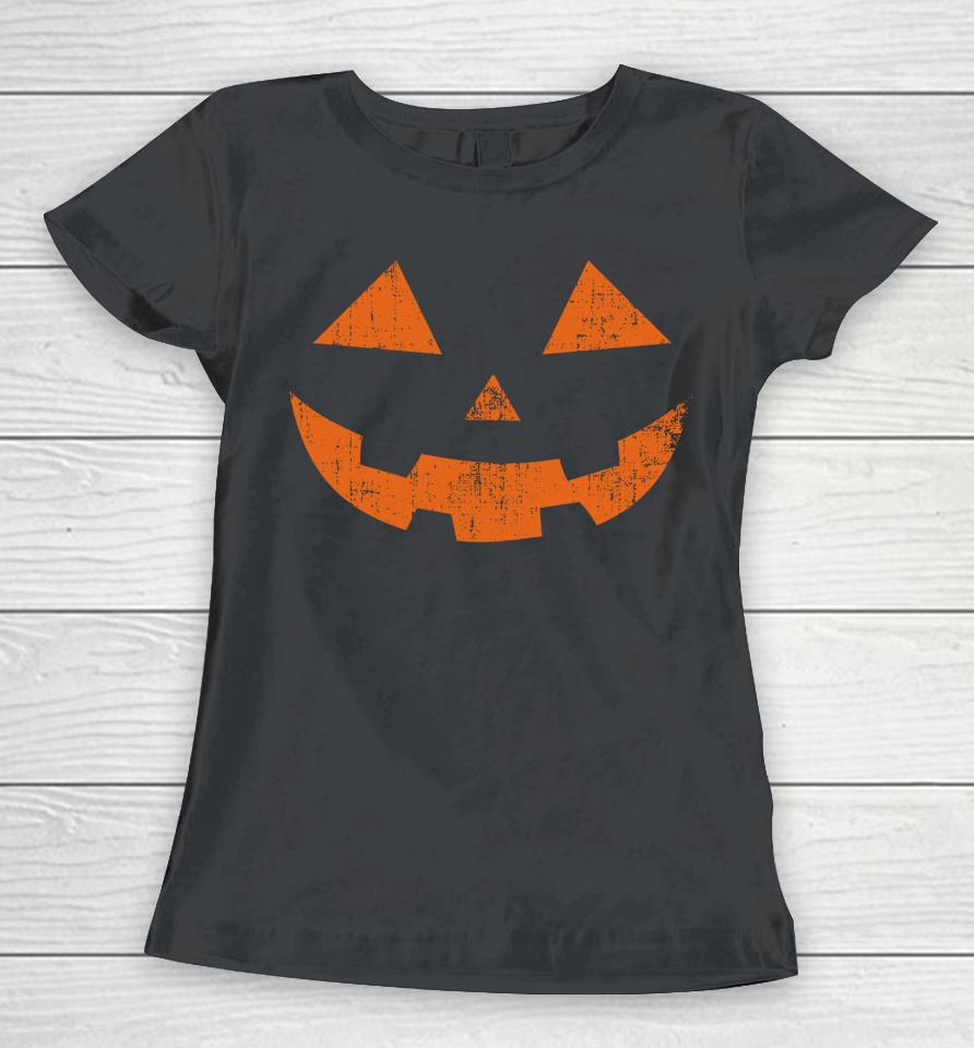 Jack O Lantern Scary Halloween Pumpkin Face Women T-Shirt
