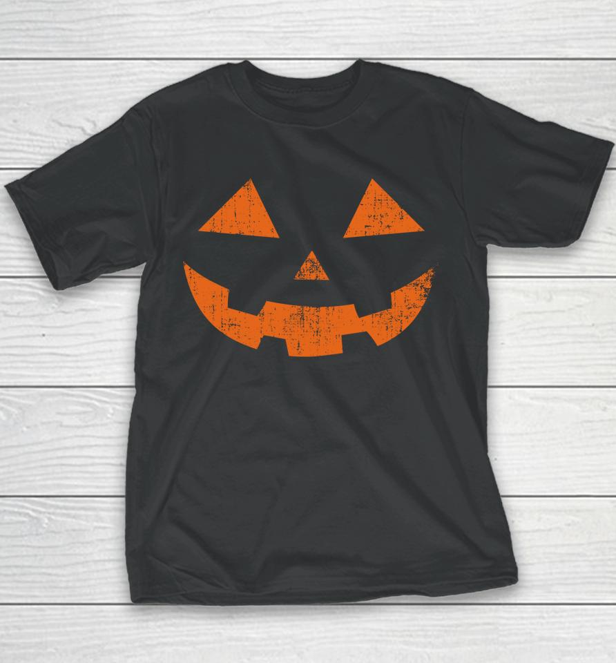 Jack O Lantern Scary Halloween Pumpkin Face Youth T-Shirt