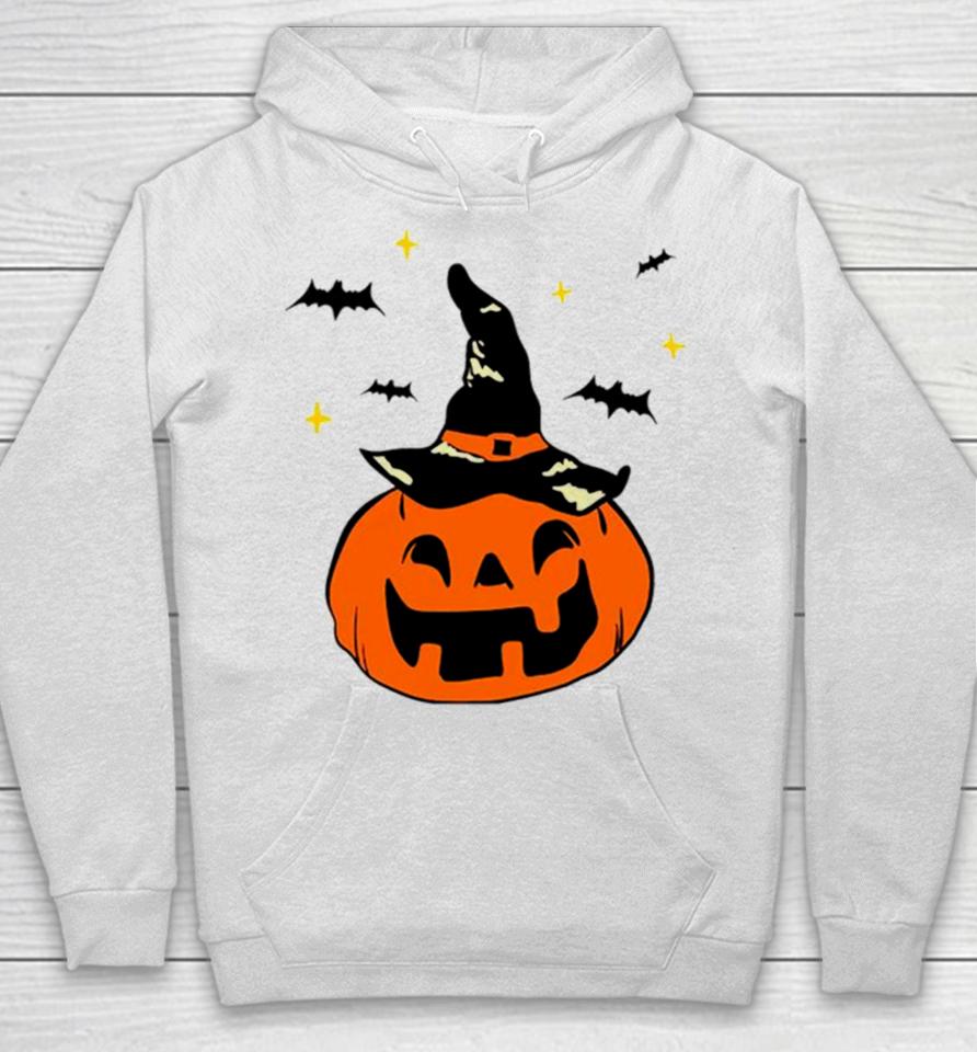 Jack O’ Lantern Witches Hat And Bats Hoodie
