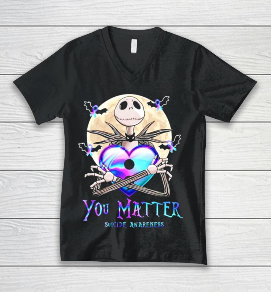 Jack Skellington You Matter Suicide Prevention Unisex V-Neck T-Shirt
