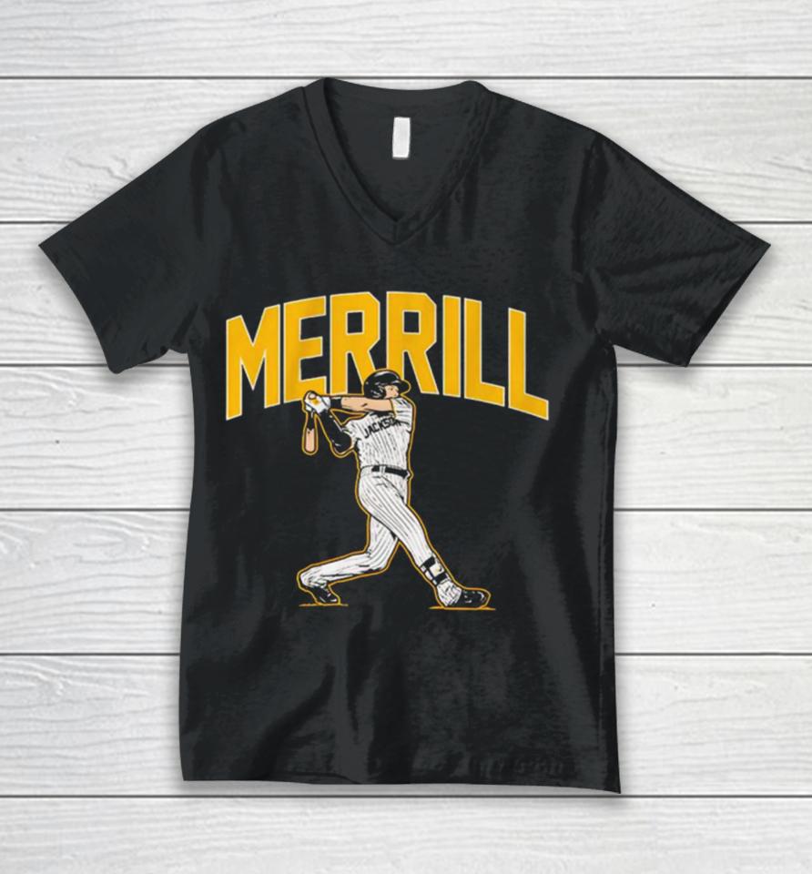 Jackson Merrill San Diego Padres Slugger Swing Unisex V-Neck T-Shirt