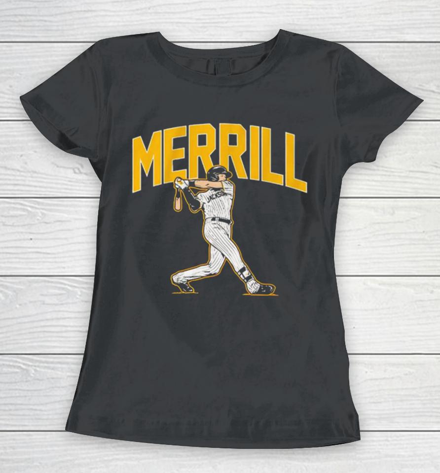Jackson Merrill San Diego Padres Slugger Swing Women T-Shirt