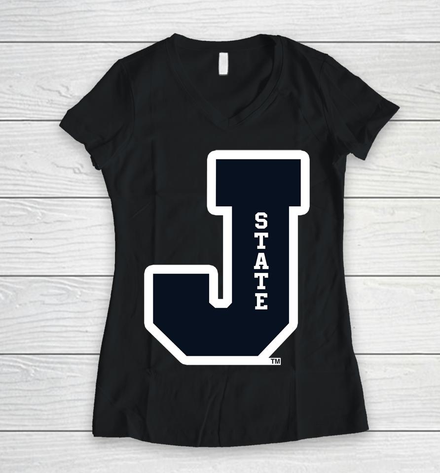 Jackson State Tigers J State Letterman Women V-Neck T-Shirt