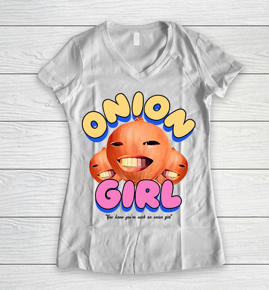 Jacob Collier Merch Onion Girl You Know You're Such An Onion Girl Women V-Neck T-Shirt