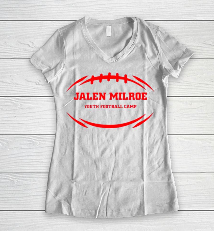 Jalen Milroe Youth Football Camp Women V-Neck T-Shirt