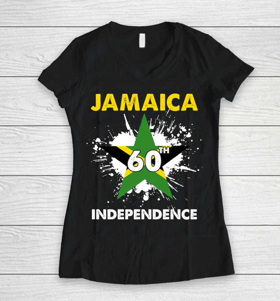 Jamaica 60Th Celebration Independence Day 2022 Jamaican Women V-Neck T-Shirt